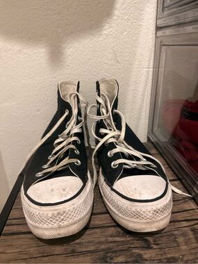 Converse Black and White High-Top Platform Sneakers